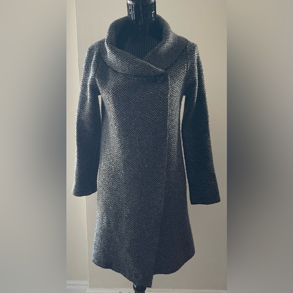 Ellen Tracy Chevron Wool Blend Sweater Jacket Size Large - Picture 1 of 11